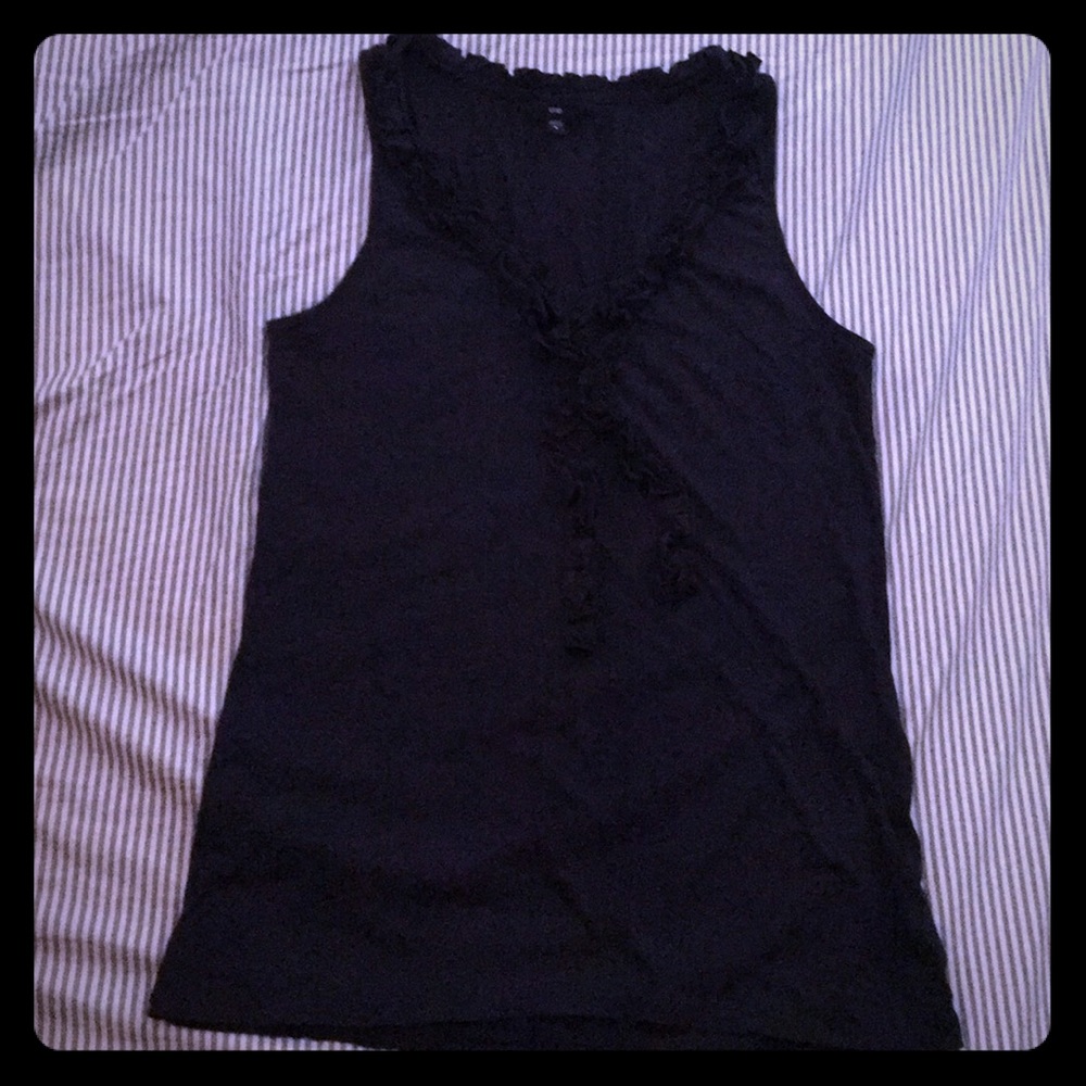 Navy blue ruffle collar tank